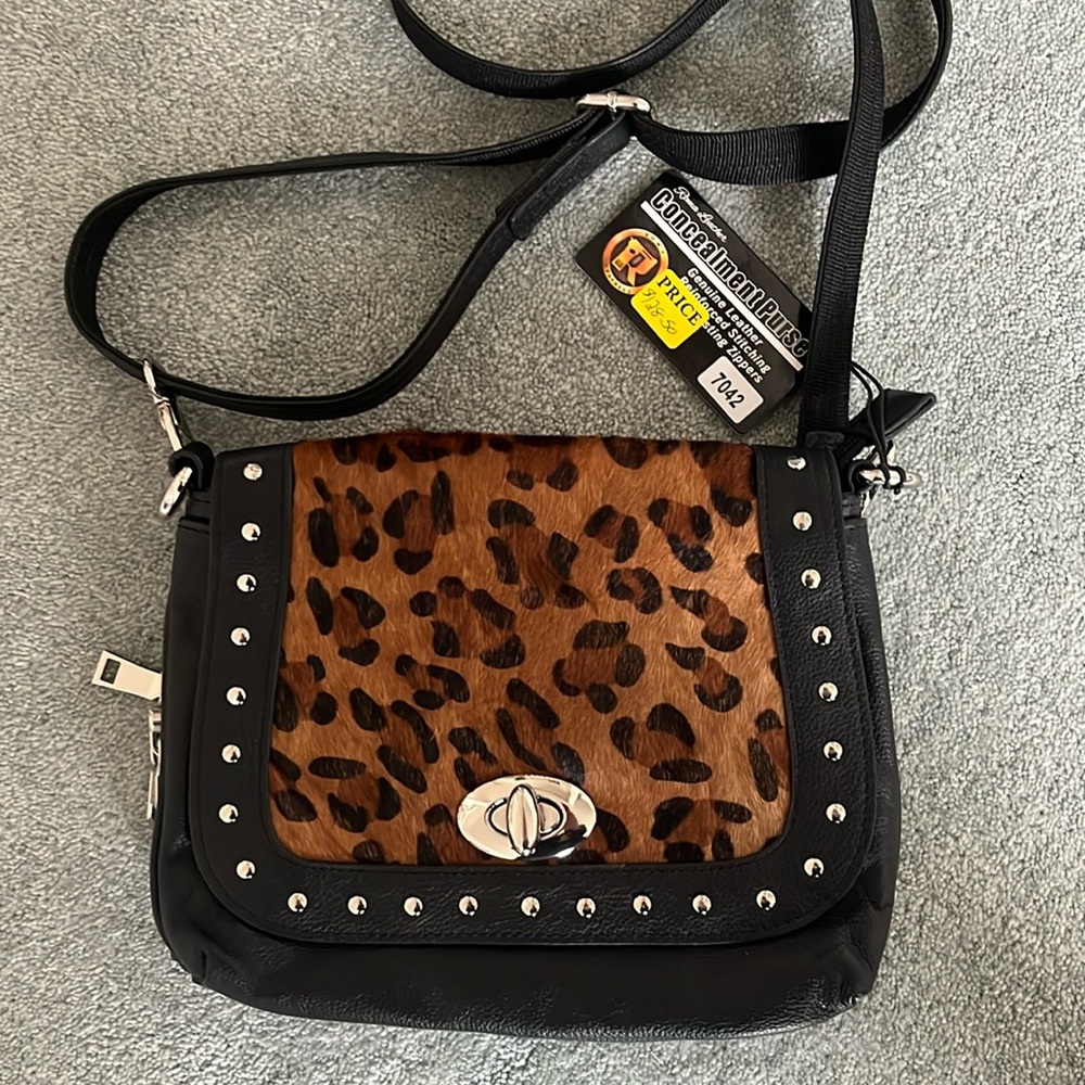 Roma Leather Concealment Purse Crossbody Genuine Leather